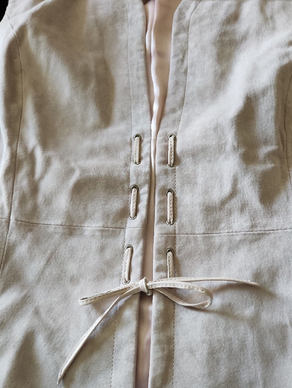 Real Suede Vest In Powder Pink - Picture 3 of 7